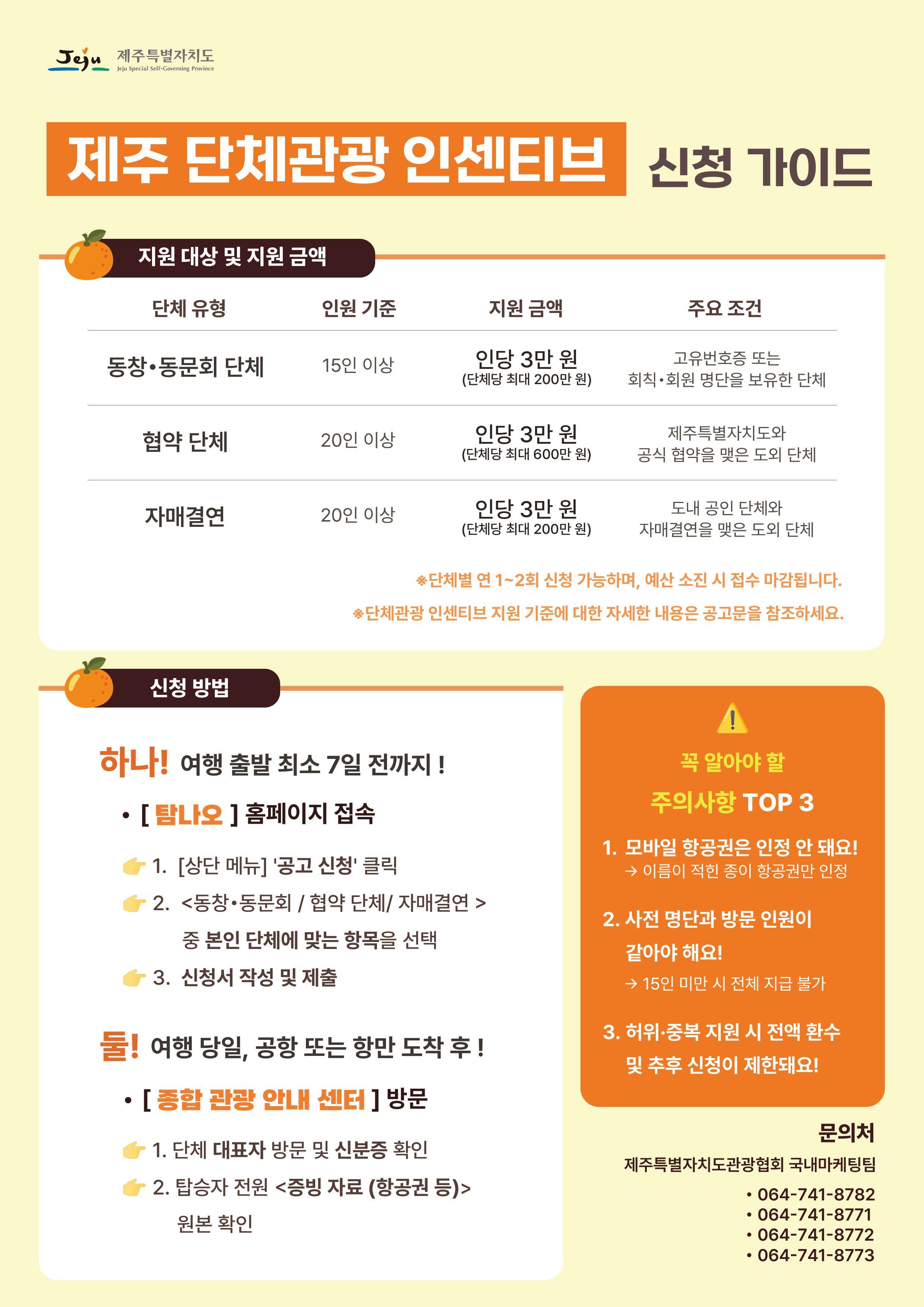 제주 단체관광객 방문시 유형별 혜택과 신청방법 등